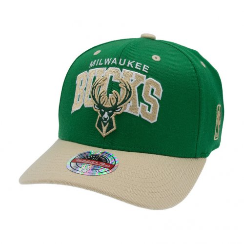 Mitchell & Ness Milwaukee Bucks Team Arch Green-Beige Cap